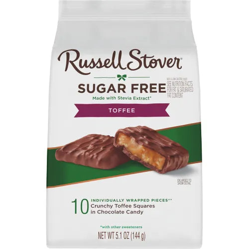 Russell Stover Chocolates Sugar Free Toffee Squares Mini Chocolate Candies, 5.1 oz bag