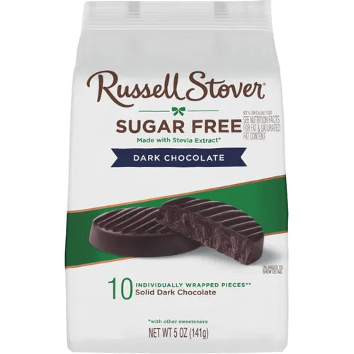 Russell Stover Chocolates Sugar Free Dark Chocolate Medallions Mini Candies, 5 oz bag