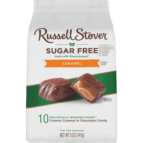 Russell Stover Chocolates Sugar Free Caramels Mini Chocolate Candies, 5 oz bag
