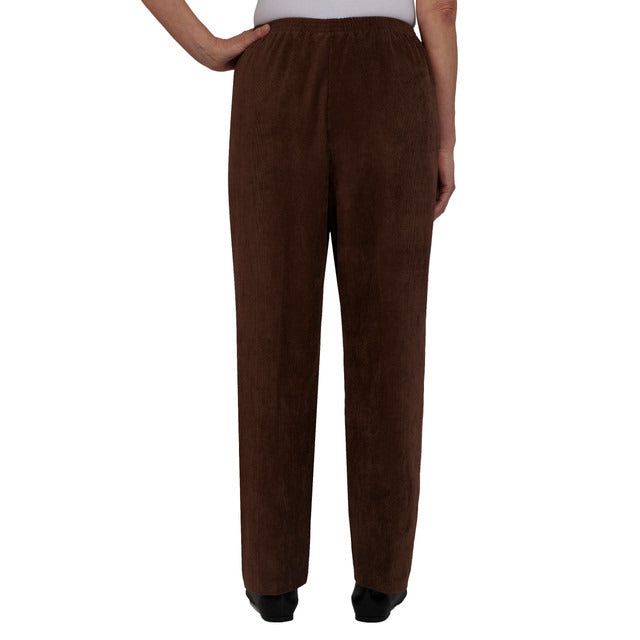 Alfred Dunner Women's Corduroy Short Length Pant - BROWN