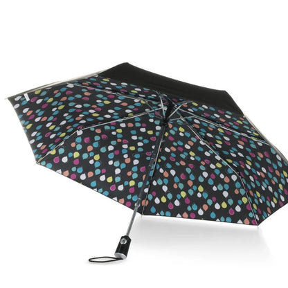 Totes Recycled Under Canopy Print Folding Umbrella with Auto Open/Close Technology