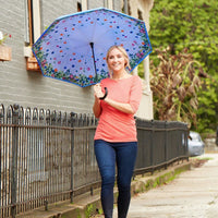 Totes Recycled InBrella Reverse Close Stick Umbrella with Auto Close Technology