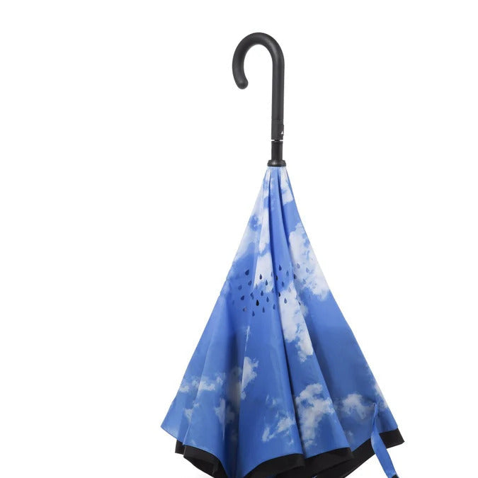 Totes Recycled InBrella Reverse Close Stick Umbrella with Auto Close Technology