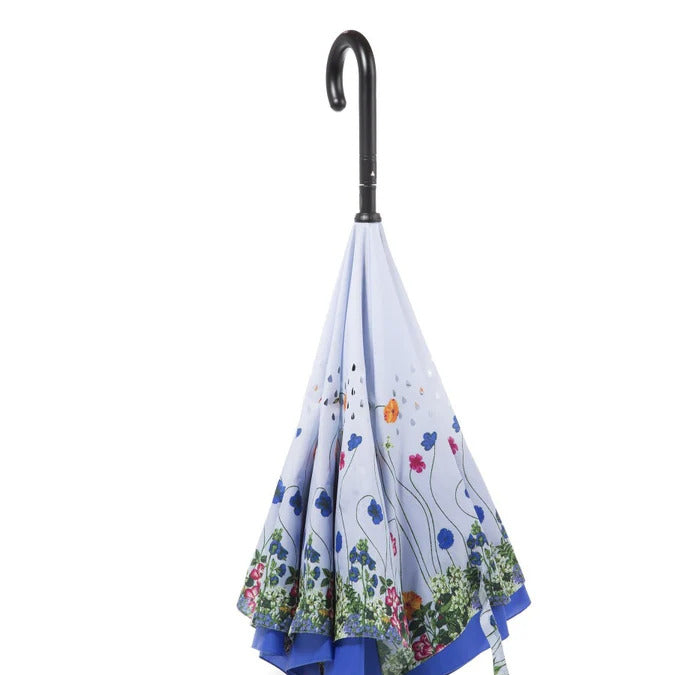 Totes Recycled InBrella Reverse Close Stick Umbrella with Auto Close Technology