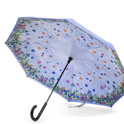 Totes Recycled InBrella Reverse Close Stick Umbrella with Auto Close Technology