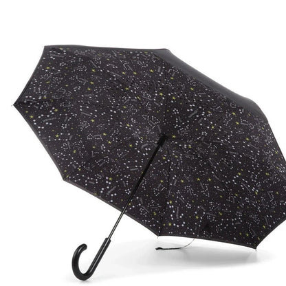 Totes Recycled InBrella Reverse Close Stick Umbrella with Auto Close Technology