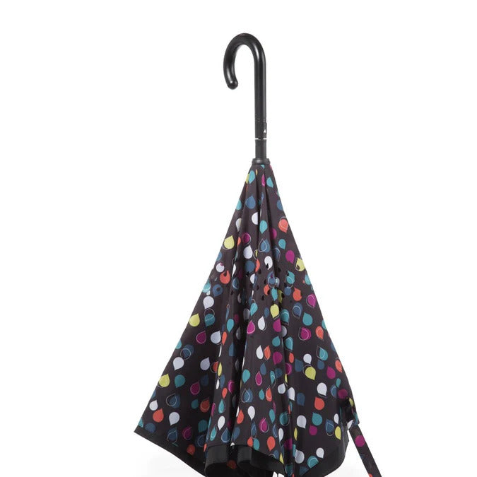 Totes Recycled InBrella Reverse Close Stick Umbrella with Auto Close Technology