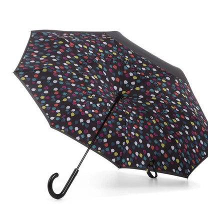 Totes Recycled InBrella Reverse Close Stick Umbrella with Auto Close Technology