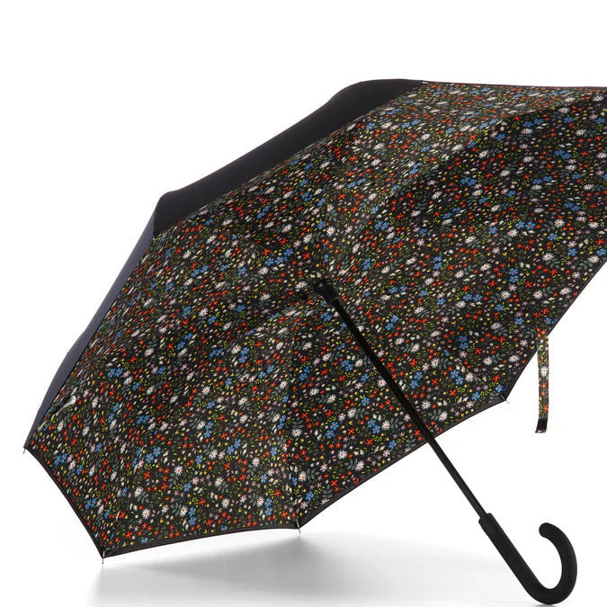 Totes Recycled InBrella Reverse Close Stick Umbrella with Auto Close Technology