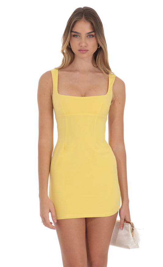 Lucy In The Sky Open Back Bodycon Dress in Yellow