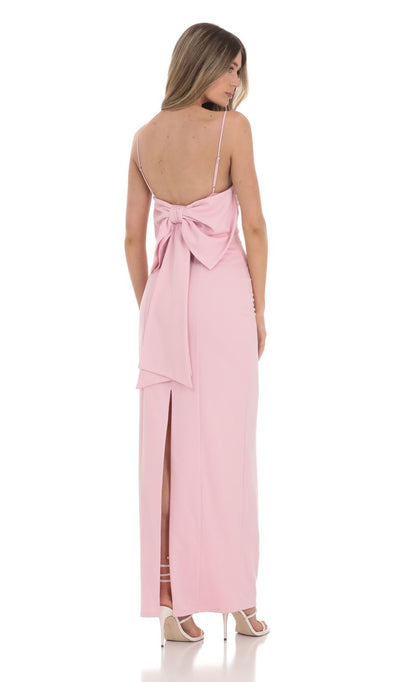 Lucy In The Sky Back Bow Maxi Dress in Pink