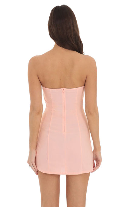 Lucy In The Sky White Trim Strapless Dress in Pink x2
