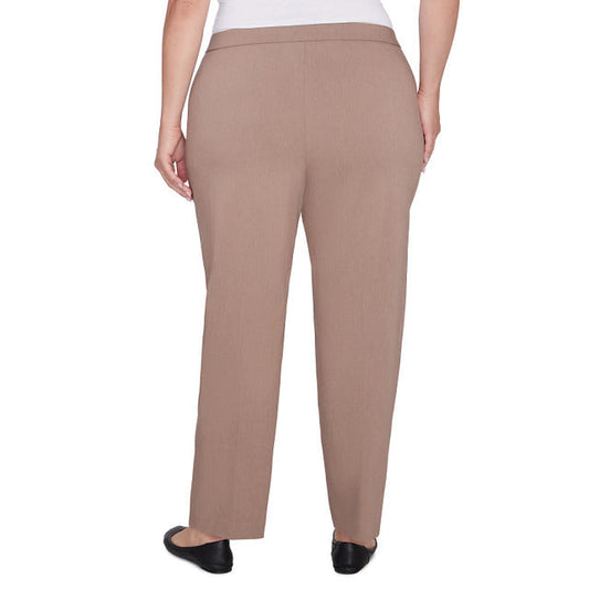 Alfred Dunner Women's Millennium Faux Fly Front Average Length Pant - FAWN HEATHER