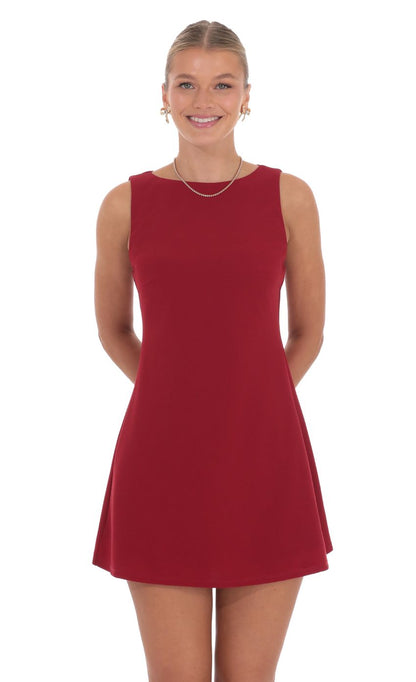 Lucy In The Sky High Neck Dress in Red