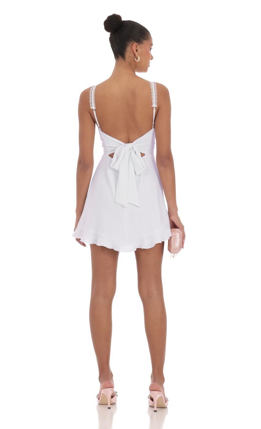 Lucy In The Sky Lace Strap Open Back Dress in Off White