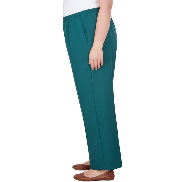 Alfred Dunner Women's Classic Accord Elastic Waist Medium Length Pant - PINE