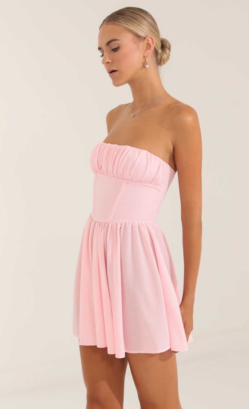 Lucy In The Sky Glinda Crepe Corset Dress in Pink