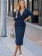 Cupshe Blue Plunging Front Button Midi Dress