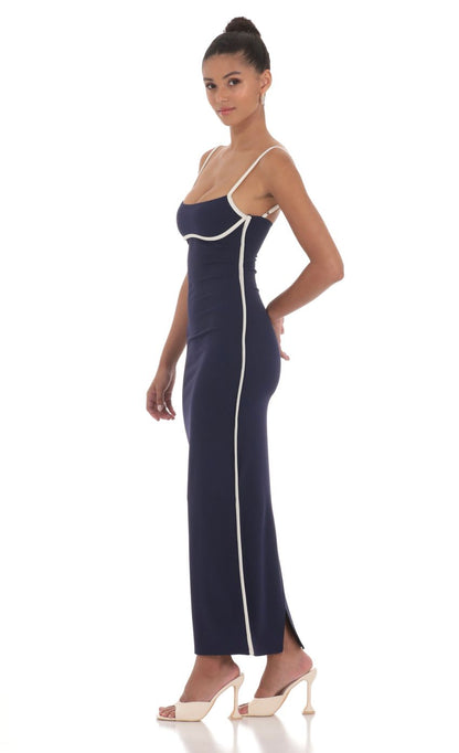 Lucy In The Sky Outline Maxi Dress in Navy