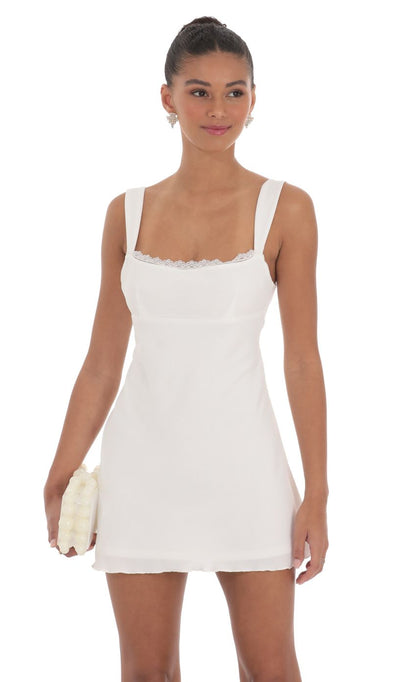 Lucy In The Sky Lace Trim Open Back Dress in White