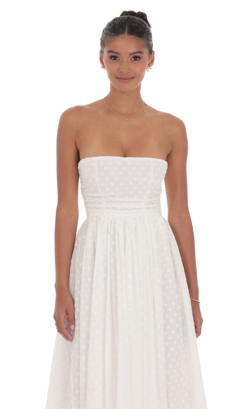 Lucy In The Sky Floral Back Bow Midi Dress in White