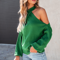 Cupshe Bright Spark Emerald Open-Shoulder Sweater (x2)