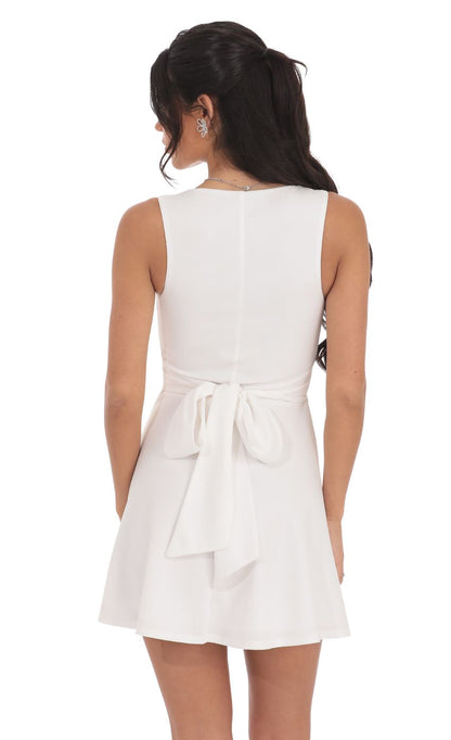 Lucy In The Sky Back Bow A-Line Dress in White