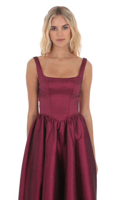 Lucy In The Sky Back Bow Gown in Plum