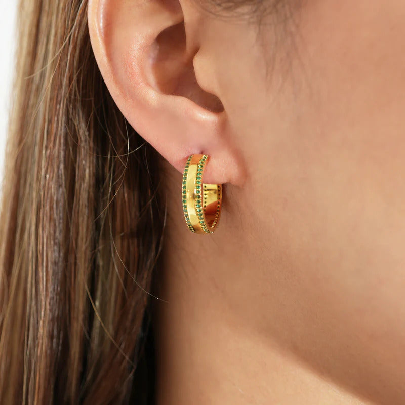 ARGENTO VIVO THE GREEN CZ HOOP
