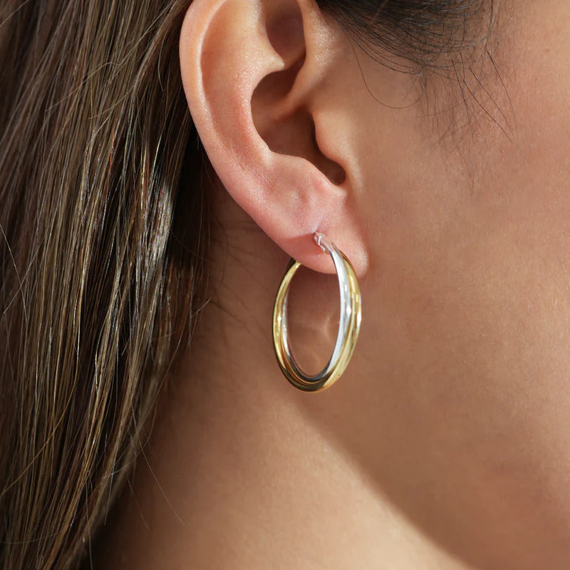 ARGENTO VIVO THE DOUBLE TWISTED TWO TONE HOOP