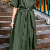 Cupshe Green Collared Short Sleeve Midi Dress (x2)