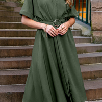 Cupshe Green Collared Short Sleeve Midi Dress (x2)