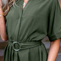 Cupshe Green Collared Short Sleeve Midi Dress (x2)