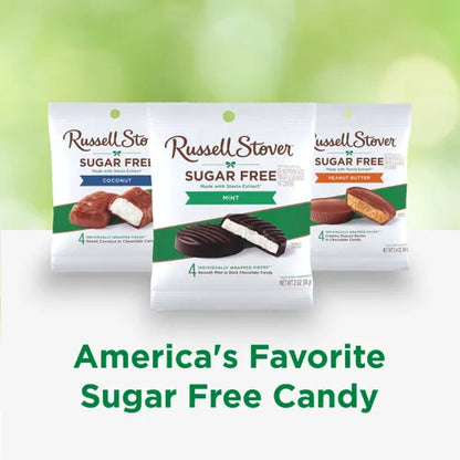Russell Stover Chocolates Sugar Free Dark Chocolate Mint Patties Candies, 2 oz bag