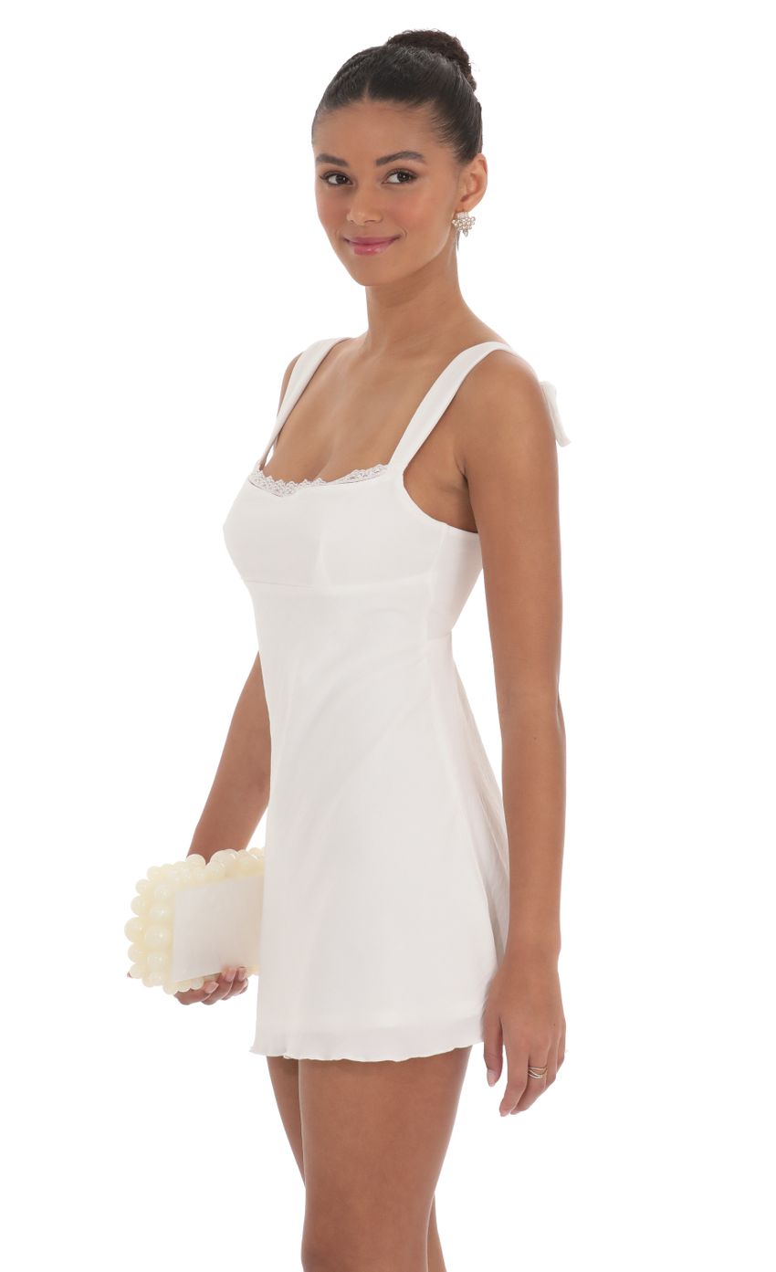 Lucy In The Sky Lace Trim Open Back Dress in White