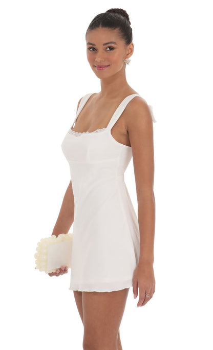 Lucy In The Sky Lace Trim Open Back Dress in White