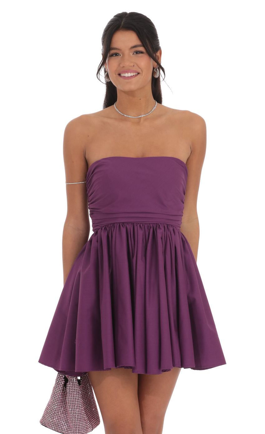 Lucy In The Sky Strapless A-line Dress in Purple
