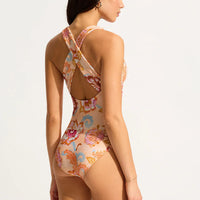 Seafolly Women's Spring Festival Cross Back One Piece - Nectar