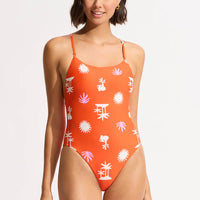 Seafolly Women's La Palma Scoop Neck One Piece - Tamarillo