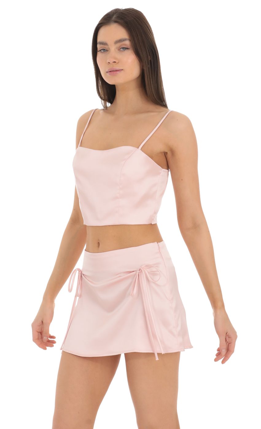 Lucy In The Sky Satin Two Piece Set in Pink