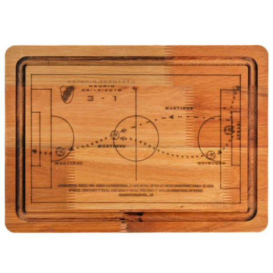 Pampa Direct River Plate BBQ Board with Pity Goal Engraving - Small Eucalyptus Wood by Regalando Pasión, 25 cm x 35 cm / 9.84" x 13.77"