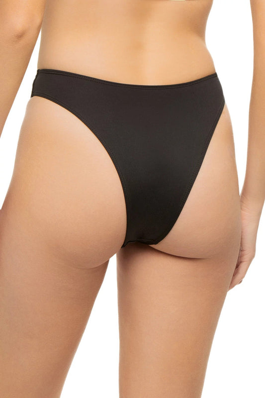 Frankies Bikinis Women's Dove High Leg Bikini Bottom - BLACK