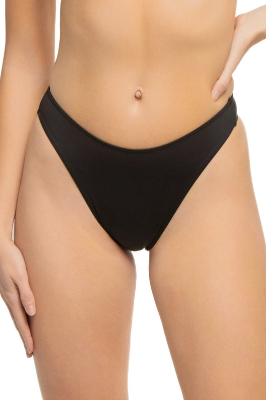 Frankies Bikinis Women's Dove High Leg Bikini Bottom - BLACK