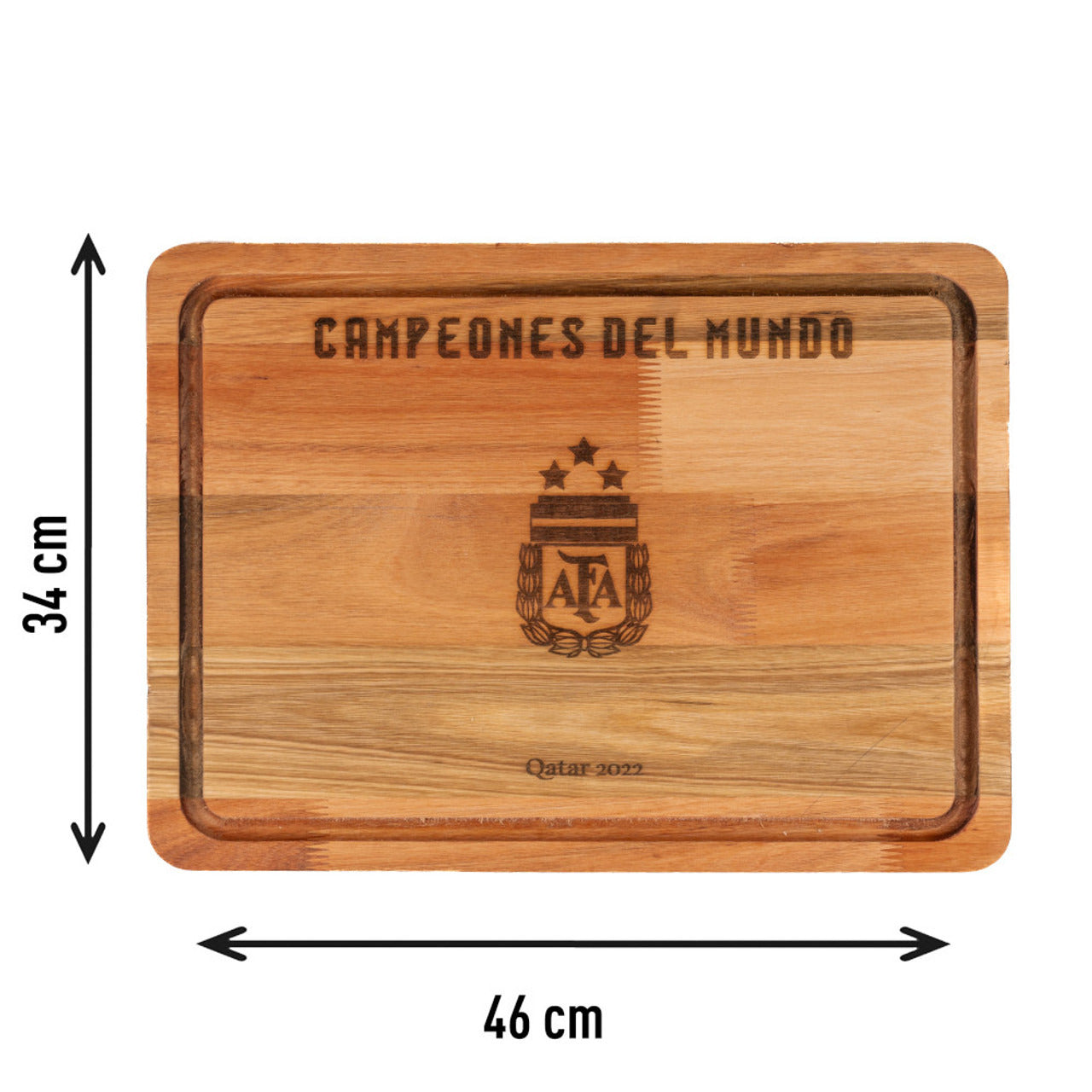 Pampa Direct Medium BBQ Board with Laser Engraved World Champions - Eucalyptus by Regalando Pasión, 34 cm x 47 cm / 13.39" x 18.50"