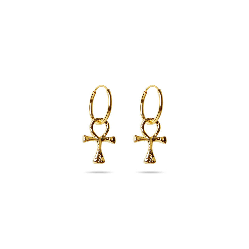 ARGENTO VIVO THE HAMMERED CROSS EARRING