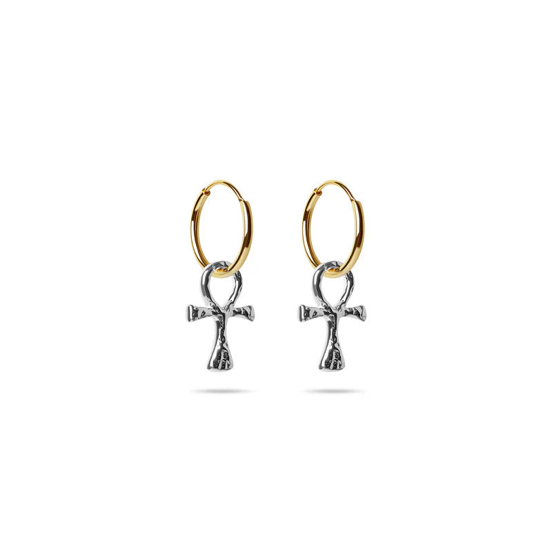 ARGENTO VIVO THE HAMMERED CROSS EARRING