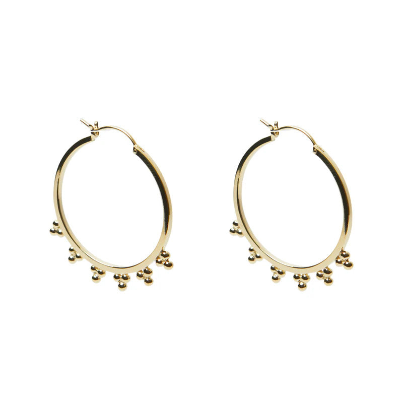 ARGENTO VIVO THE BAILEY LARGE ROUND BEADED HOOP
