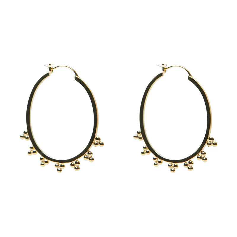 ARGENTO VIVO THE BAILEY LARGE OVAL BEADED HOOP