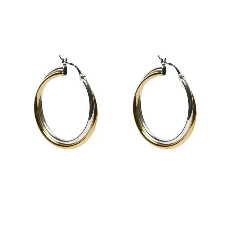 ARGENTO VIVO THE DOUBLE TWISTED TWO TONE HOOP