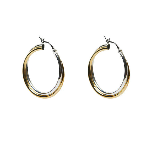 ARGENTO VIVO THE DOUBLE TWISTED TWO TONE HOOP